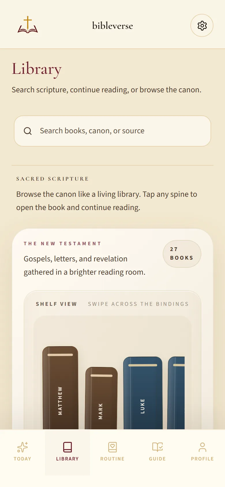 bibleverse Today screen showing scripture and devotional actions